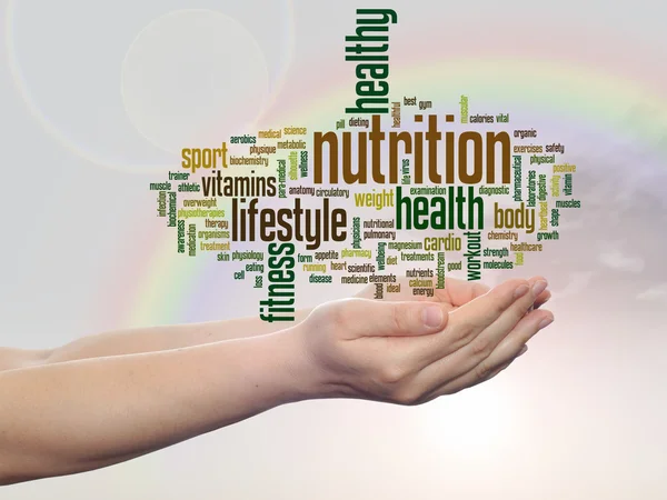 Health word cloud in hands — Stock Photo, Image