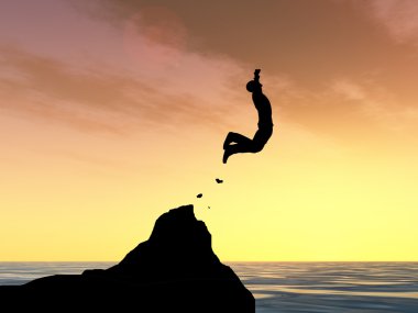 İşadamı siluet atlama 