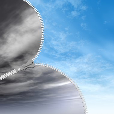 bir güneşli için karanlık gökten gelen fermuar