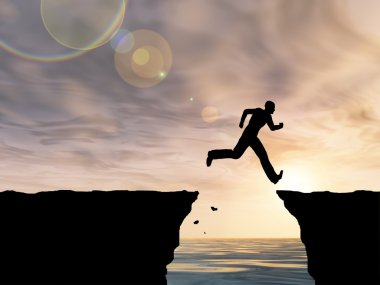  genç adam siluet atlama 