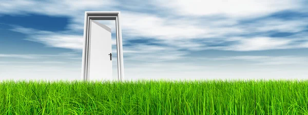 Opened door at horizon — Stock Photo, Image