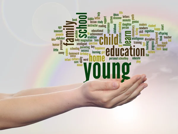 Education word cloud in  hands — Stock Photo, Image