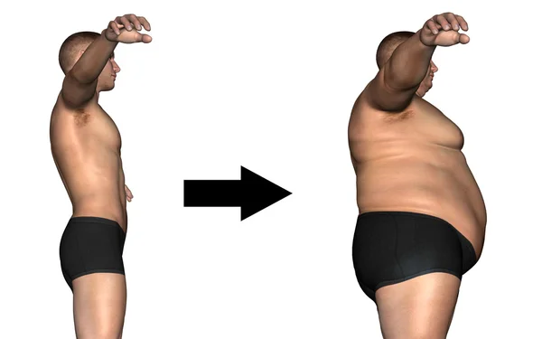 Overgewicht vs slanke man — Stockfoto
