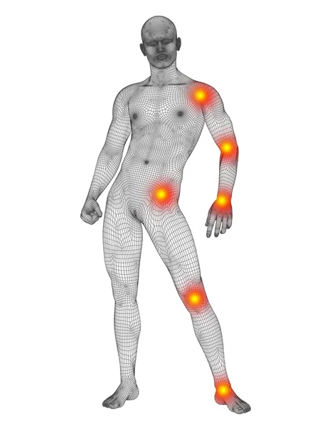 Corpo wireframe com dor — Fotografia de Stock