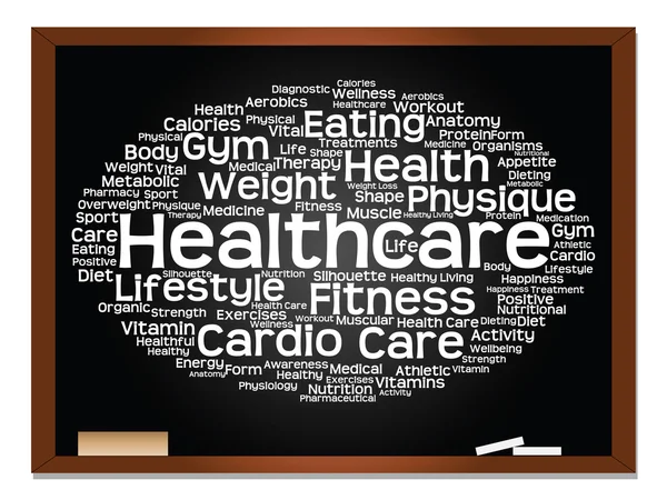 Egészségügyi szó felhő-táblára — Stock Fotó