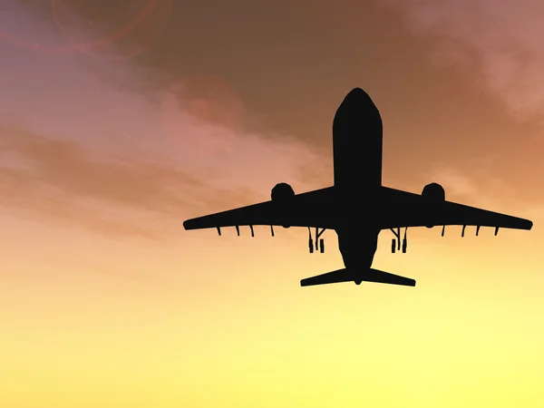 Repülőgép silhouette repülő o — Stock Fotó