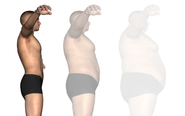 Overweight vs slim man — Stock Photo, Image