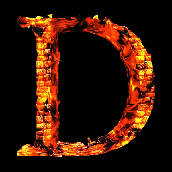 Brandende vuur lettertype onderdeel — Stockfoto