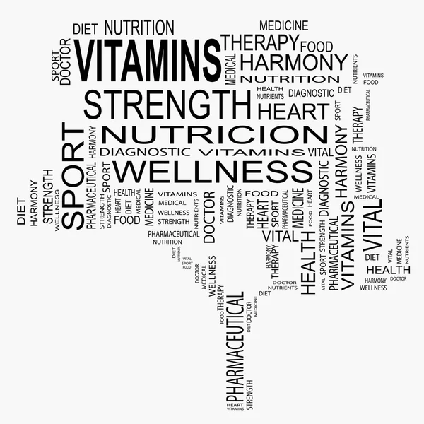 Vitaminer text som wordcloud — Stockfoto