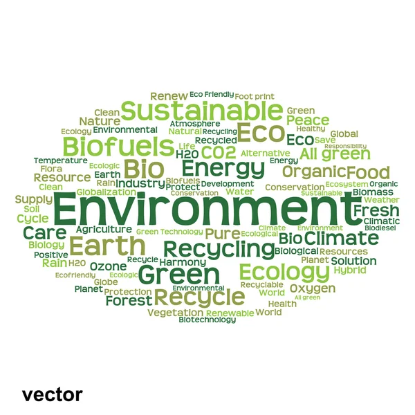 Parola ecologia nube isolato — Vettoriale Stock