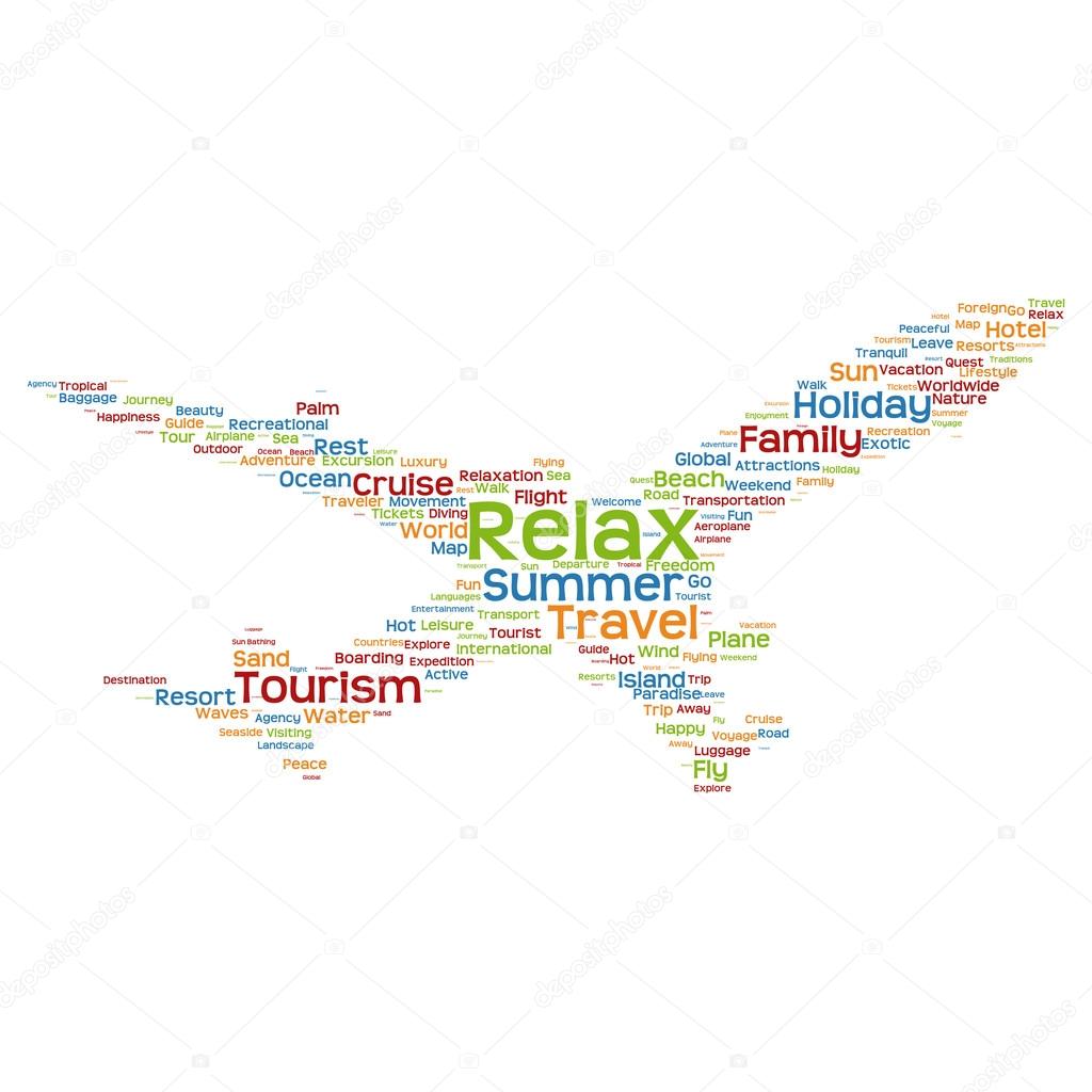tourism plane word cloud