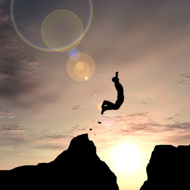  genç adam siluet atlama 