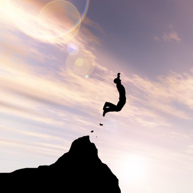  adam siluet uçurumdan atlama 