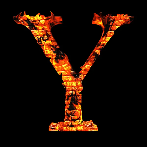 Burning fire font part — Stock Photo, Image