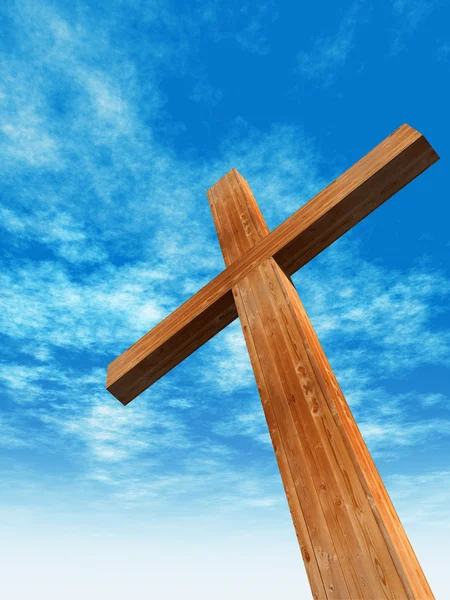 Conceptual wooden cross — Stock Photo, Image