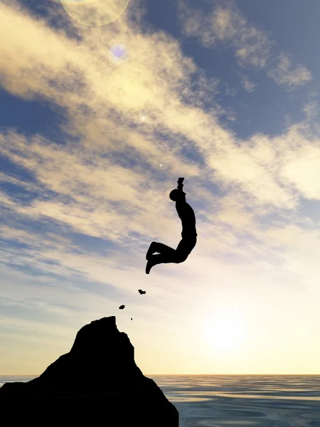 Businessman silhouette jumping — Stock Photo, Image