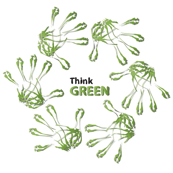 Menselijke hand prenten symbool van bladeren — Stockfoto