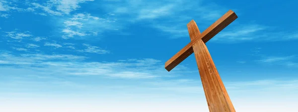 Dřevěný kříž nebo náboženství symbol — Stock fotografie