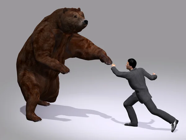 man fighting with bear