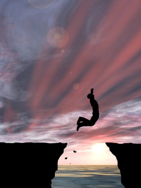 genç adam siluet atlama 