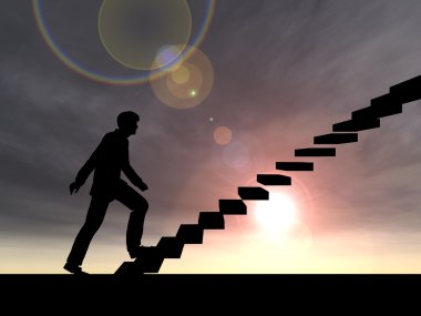  Merdiven üzerinde kavramsal işadamı 