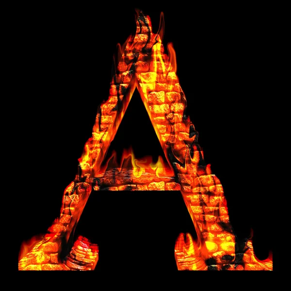 Burning fire font part — Stock Photo, Image