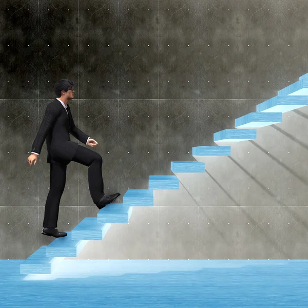 Empresário subindo em uma escada — Fotografia de Stock