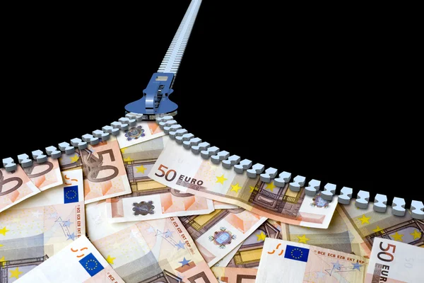 Блискавка з євро банкнот — стокове фото