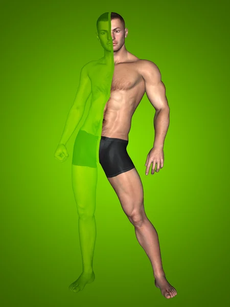 Vücut geliştirmeci vs kilolu adam — Stok fotoğraf
