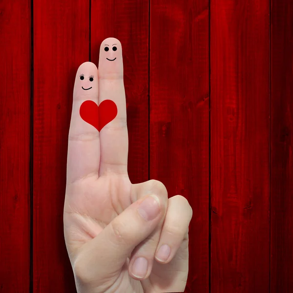 Fingers with a heart painted — Stock Photo, Image