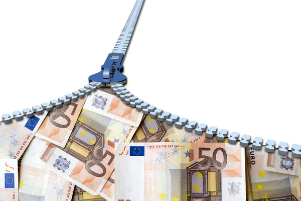 Блискавка з євро банкнот — стокове фото
