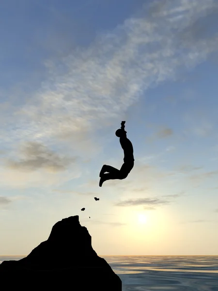 Businessman silhouette jumping — Stock Photo, Image