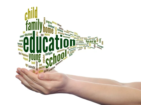 Education word cloud in  hands — Stock Photo, Image