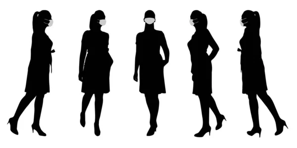 Concepto Vectorial Silueta Conceptual Que Toman Las Mujeres Mientras Aleja — Vector de stock