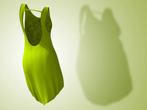 概念的な脂肪太りすぎ肥満の影女性のドレス服対スリムフィット健康ボディ後重量損失または食生活薄い若い女性上緑 フィットネス 肥満の健康形状の3Dイラスト — ストック写真