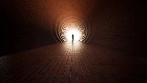 Begreppet Eller Konceptuell Mörk Tunnel Med Ett Starkt Ljus Slutet — Stockfoto