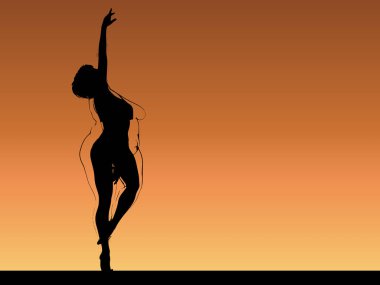 Vektör kavramsal şişman, şişman, şişman kadın, kilo verdikten sonra zayıf vücuda uyuyor ya da gün batımında kasları zayıf genç bir kadınla besleniyor. Fitness, beslenme veya şişmanlık obezite, sağlık şekli