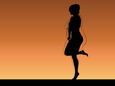 Vektör kavramsal şişman, şişman, şişman kadın, kilo verdikten sonra zayıf vücuda uyuyor ya da gün batımında kasları zayıf genç bir kadınla besleniyor. Fitness, beslenme veya şişmanlık obezite, sağlık şekli