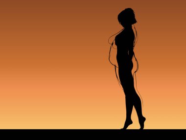 Kavramsal şişman şişman şişman kadın zayıfa karşı kilo verdikten sonra sağlıklı vücuda uyuyor ya da gün batımında kasları zayıf genç bir kadınla diyet yapıyor. Fitness, beslenme veya şişmanlık obezite, sağlık şekli 3D illüstrasyon