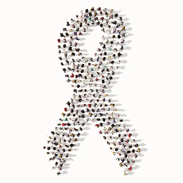 Concept Conceptual Large Community People Forming Image Breast Cancer Symbol — Stock Photo, Image