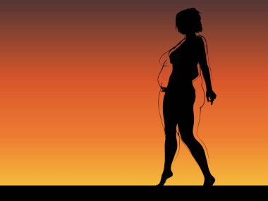 Kavramsal şişman şişman şişman kadın zayıfa karşı kilo verdikten sonra sağlıklı vücuda uyuyor ya da gün batımında kasları zayıf genç bir kadınla diyet yapıyor. Fitness, beslenme veya şişmanlık obezite, sağlık şekli