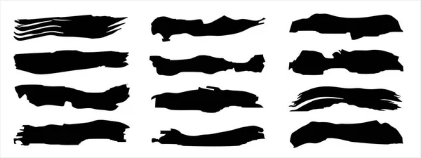 Artistik Grungy Siyah Boya Koleksiyonu Arka Planda Yaratıcı Fırça Darbesi — Stok fotoğraf