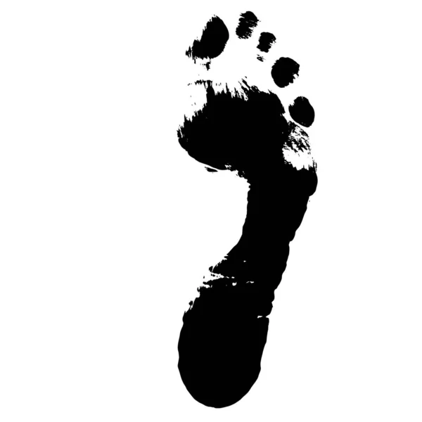 Vector Concept Conceptual Black Paint Human Foot Footprint Isolated White — Stock Vector