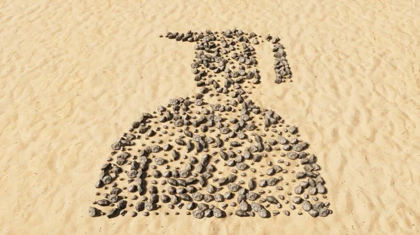 Концептуальні Концептуальні Камені Пляжному Піску Форма Символу Ручної Роботи Золотий — стокове фото
