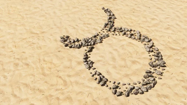 Концептуальні Камені Пляжному Піску Форма Символу Ручної Роботи Золотий Піщаний — стокове фото