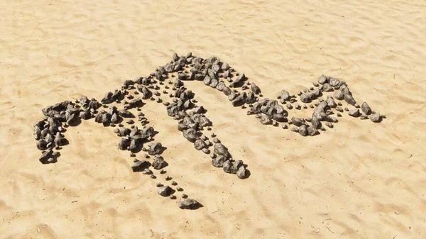 Concepção Pedras Conceituais Areia Praia Forma Símbolo Artesanal Fundo Arenoso — Fotografia de Stock