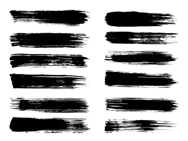 Συλλογή Της Καλλιτεχνικής Grungy Μαύρο Χρώμα Χέρι Έκανε Δημιουργική Πινέλο — Φωτογραφία Αρχείου