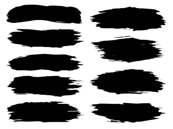 Vector Collectie Set Van Artistieke Zwarte Verf Inkt Acryl Hand — Stockvector