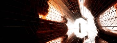 Başarının, inancın, geleceğin ya da umudun metaforu olarak parlak bir ışığa sahip kavramsal ya da kavramsal karanlık tünel ya da kavramsal karanlık tünel, yürüyen adamın yeni fırsatlara ya da özgürlüğe giden siyah silueti.