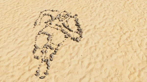 Concetto Pietre Concettuali Sulla Spiaggia Sabbia Forma Simbolo Fatto Mano — Foto Stock